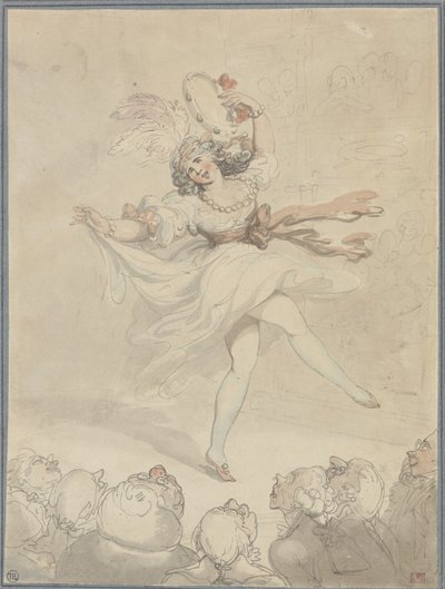 Weibliche Tänzerin mit Tamburin von Thomas Rowlandson
