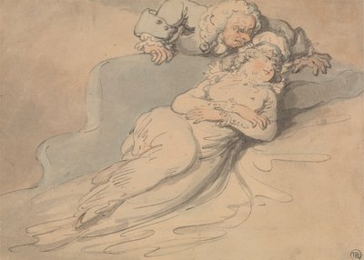Schlafende Frau von einem Mann beobachtet von Thomas Rowlandson