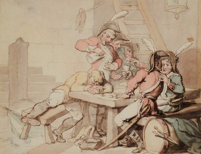 Soldaten, die in einem Keller zechen von Thomas Rowlandson
