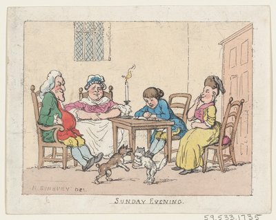 Sonntagabend, 1770-1780 von Thomas Rowlandson