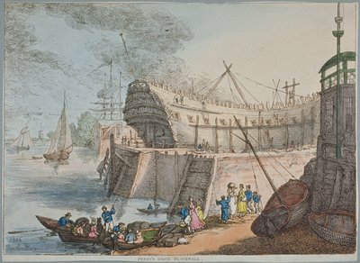 Blick auf den Brunswick Dock von Thomas Rowlandson