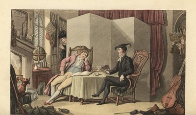 Junger Herr in seinen Räumen an der Universität von Thomas Rowlandson