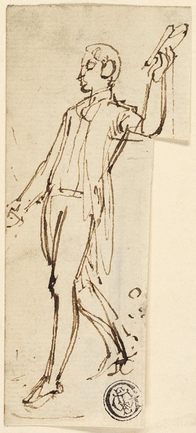 Skizze eines stehenden Mannes mit erhobenem Arm von Thomas Stothard