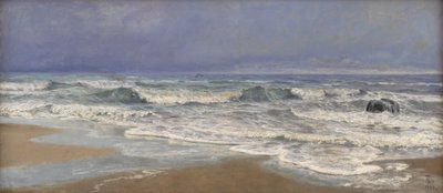 Grauer Tag an der Nordsee mit Brandung von Thorvald Niss