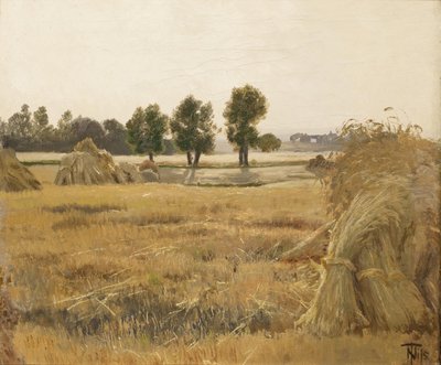 Feld mit Getreidehaufen von Thorvald Niss