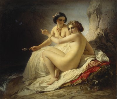 Zwei Mädchen in einer Grotte, 1859 von Timofei Andreyevich Neff
