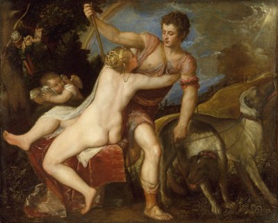 Venus und Adonis, 1550er Jahre von Tiziano Vecelli