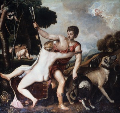 Venus und Adonis, 1553 von Tiziano Vecelli