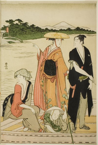 Fähre auf dem Rokugo-Fluss von Torii Kiyonaga