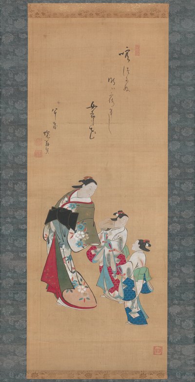 Kurtisane und zwei Begleiterinnen von Torii Kiyonobu I