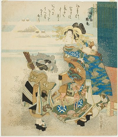 Kurtisane und Begleiterin von Totoya Hokkei
