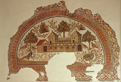 Landhaus in Tabarka (Mosaik) von Tunisian School