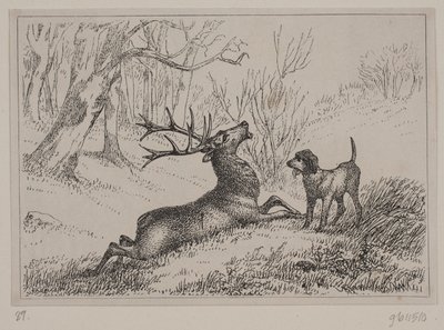 Illustration zum Gedicht "Hjorten" von Gotfred Rode von Ubekendt