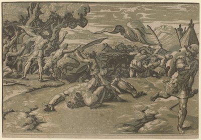 David tötet Goliath von Ugo da Carpi after Raphael
