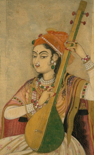 Eine Dame spielt die Tanpura von Unbekannt
