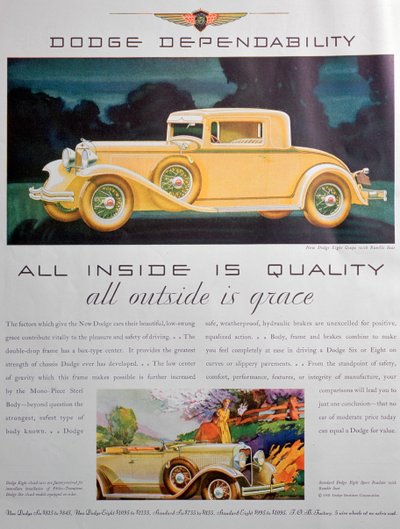 Werbung für Dodge-Autos, 1931 von Unbekannt