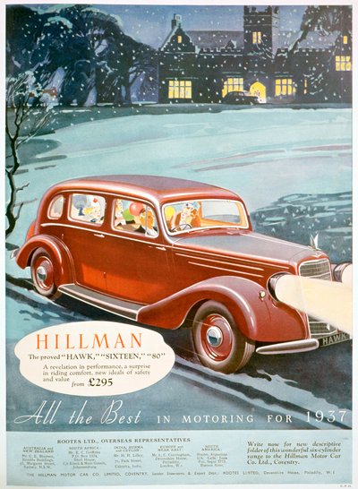 Werbung für Hillman-Autos, 1936 von Unbekannt