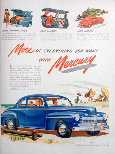 Werbung für Mercury-Autos, 1946 von Unbekannt