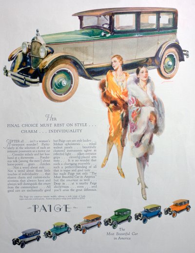 Werbung für Paige-Autos, 1927 von Unbekannt