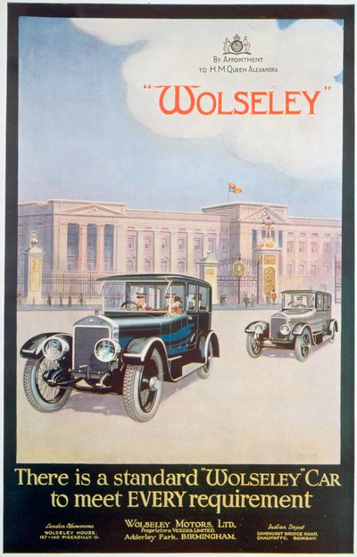 Anzeige für Wolseley-Autos, 1922 von Unbekannt