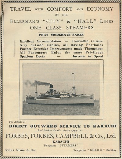 Werbung für Ellermans Dampfer, 1936 von Unbekannt
