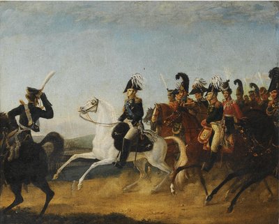 Alexander I. von Russland begleitet von seinem Stab von Unbekannt