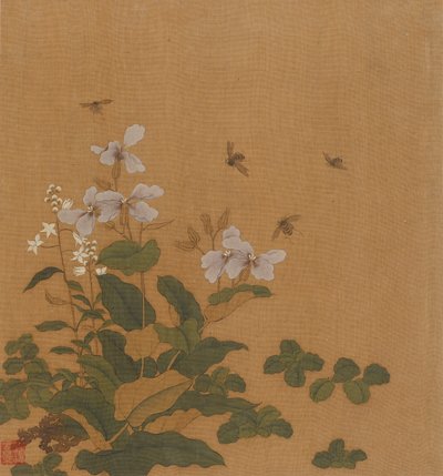 Bienen, die über Blumen schweben, Qing-Dynastie, 18. Jahrhundert von Unbekannt