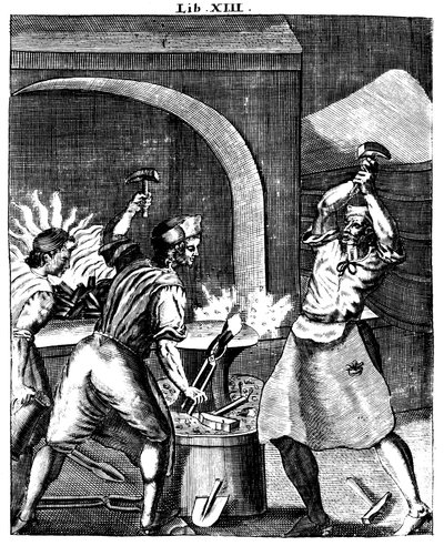 Schmiede bei der Arbeit, 1715 von Unbekannt