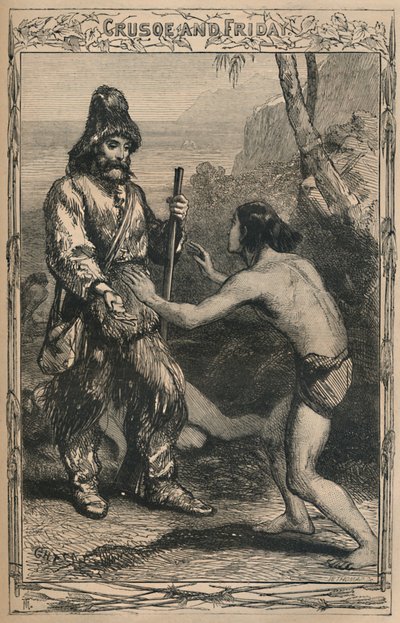 Crusoe und Freitag, ca. 1870 von Unbekannt