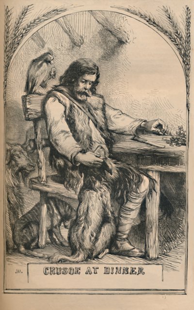 Crusoe beim Abendessen, ca. 1870 von Unbekannt