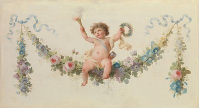 Amor auf einem Kranz sitzend, 1770-90 von Unbekannt