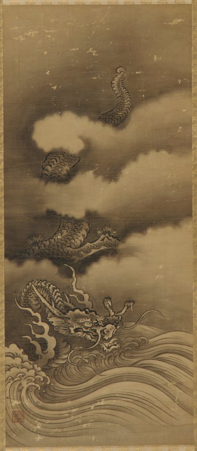 Drache und Wellen, Edo-Periode, 1615-1868 von Unbekannt
