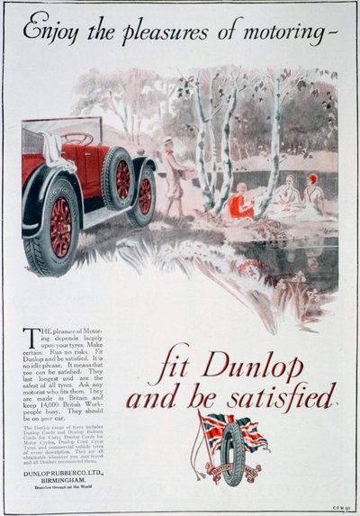 Dunlop Reifen Werbung, 1925 von Unbekannt