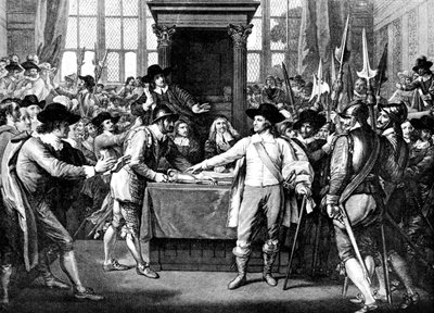 Vertreibung von Mitgliedern durch Cromwell, 1653, 18. Jahrhundert von Unbekannt