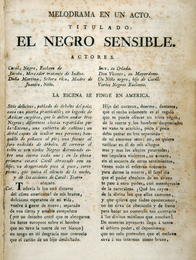 Erste Seite von "El negro sensible" von Unbekannt