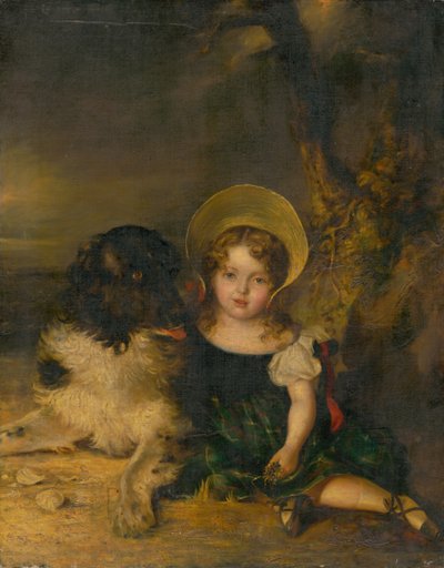 Mädchen mit Hund von Unbekannt