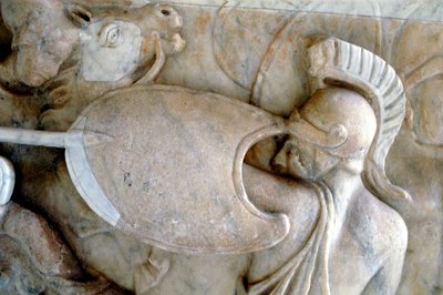Griechischer Hoplit im Kampf gegen die Amazonen, 30 v. Chr. - 200 n. Chr. von Unbekannt