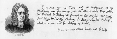 Handschrift und Unterschrift von Jonathan Swift, 17. April von Unbekannt