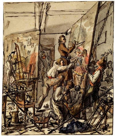 In einem Künstleratelier, 1820er Jahre von Unbekannt