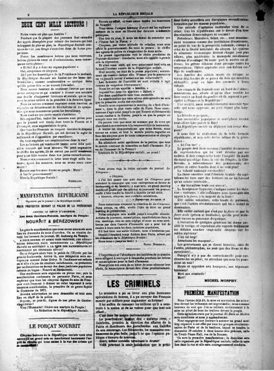 La Republique Sociale Zeitung vom 13. Oktober 1881 von Unbekannt