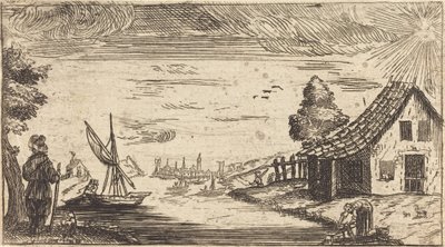 Landschaft mit Figur und Boot von Unbekannt