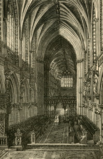 Lichfield-Kathedrale Innenansicht, Blick nach Westen, 1898 von Unbekannt