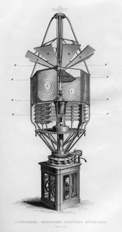 Leuchtturm drehende dioptrische Apparatur, 1866 von Unbekannt