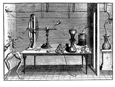 Luigi Galvanis Experimente mit Elektrizität, 1791 von Unbekannt