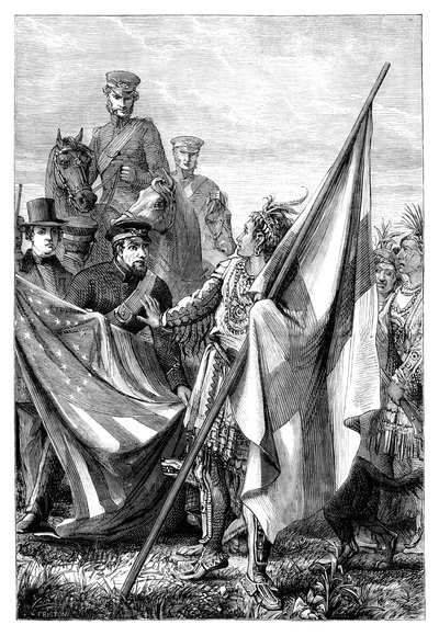 Major Sprague und die Indianer, ca. 1895 von Unbekannt