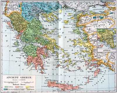Karte des antiken Griechenlands, 1902 von Unbekannt