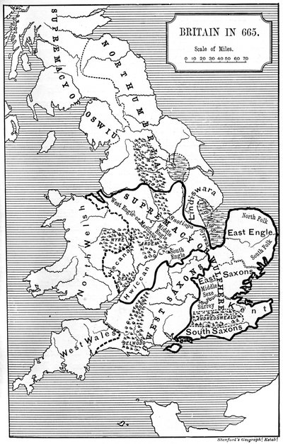 Karte von Britannien im Jahr 665 von Unbekannt
