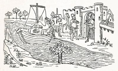 Marco Polo landet in Ormuz, ca. 1300, 1912 von Unbekannt