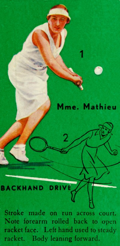 Mme. Mathieu - Rückhand Drive, um 1935 von Unbekannt