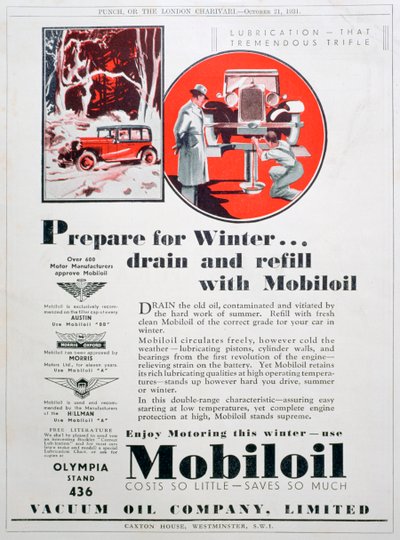 Mobiloil Motoröl-Werbung, 1931 von Unbekannt